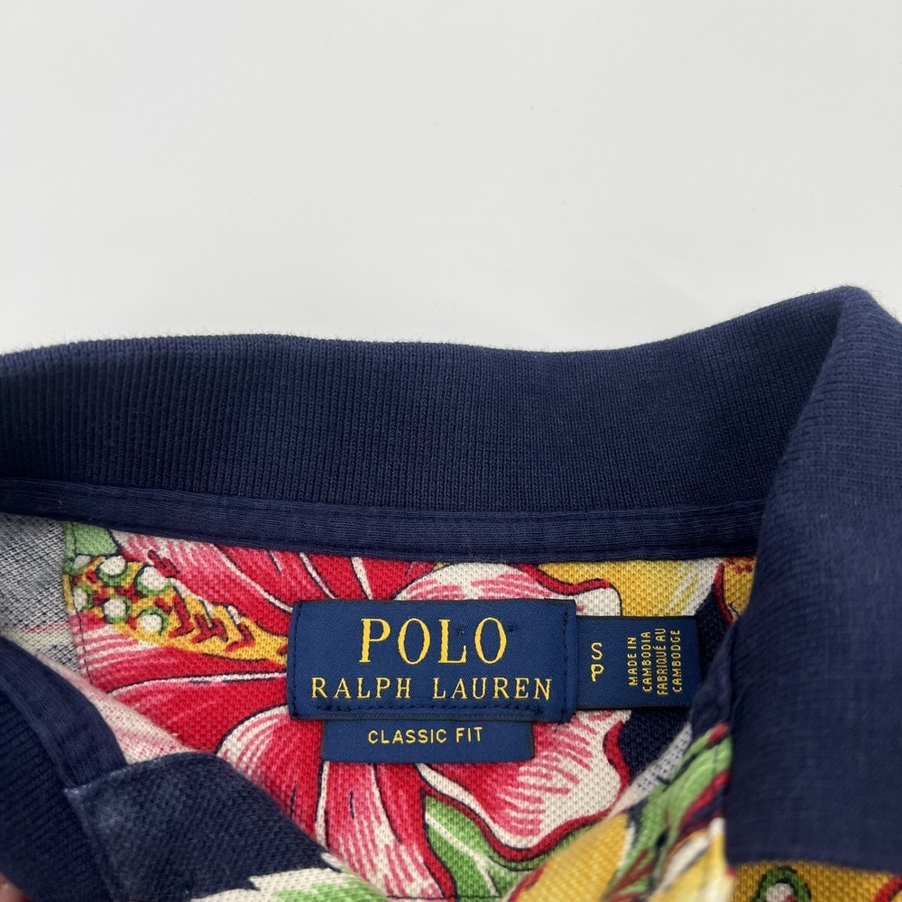 Polo Ralph Lauren Vintage Hibiscus Polo Shirt Mens S Floral Hawaiin Classic Fit - Picture 4 of 8